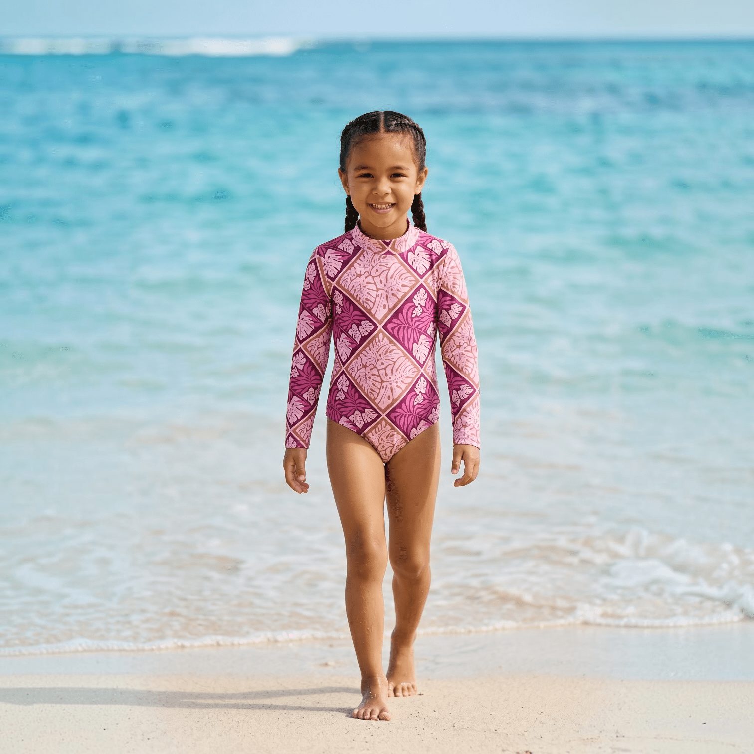 Island Blush Long Sleeve Swimsuit - Sweet Sweet Honey Hawaii