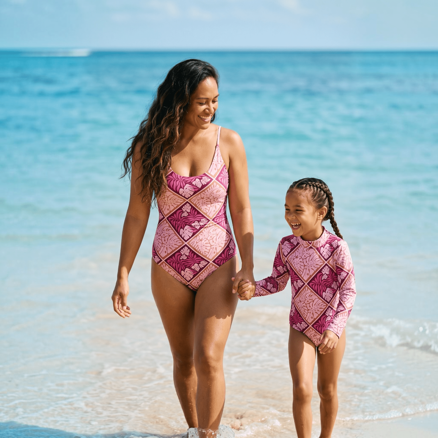 Island Blush Long Sleeve Swimsuit - Sweet Sweet Honey Hawaii