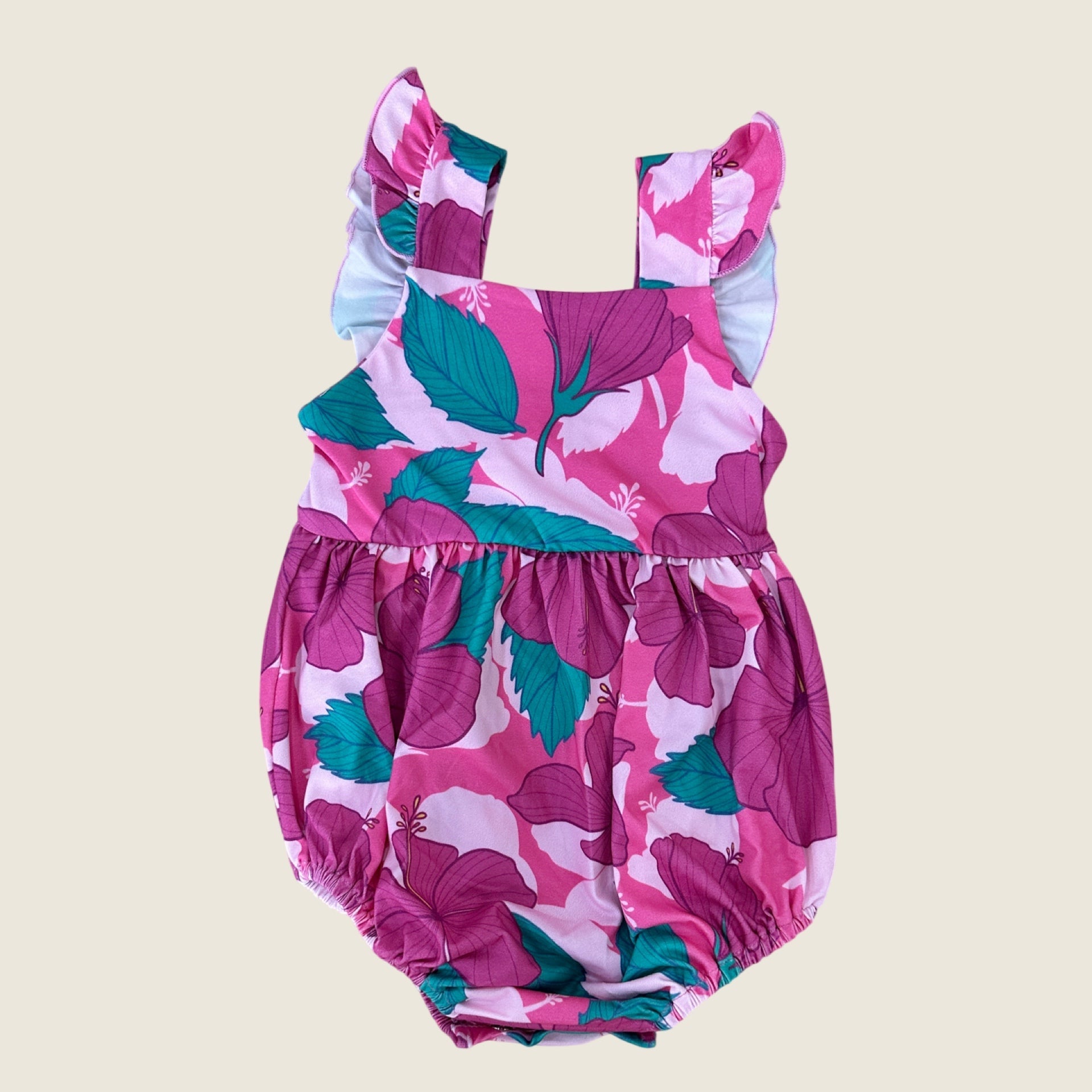Island Pink Hibiscus Emma onesie - Sweet Sweet Honey Hawaii