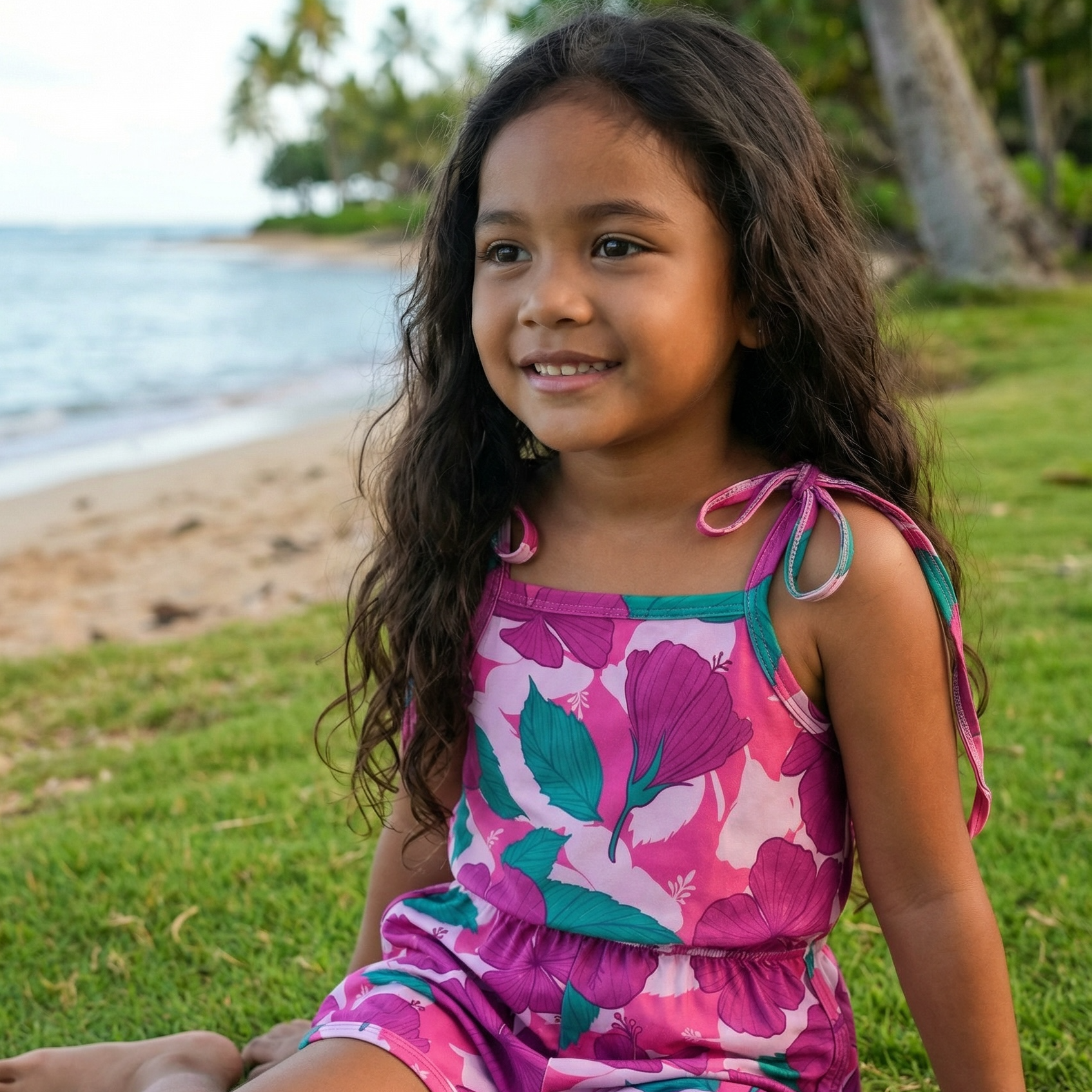 Island Pink Hibiscus Haleiwa Romper - Sweet Sweet Honey Hawaii