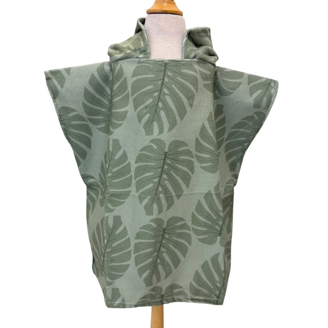 Kid's Green Monstera Hooded Towel - Sweet Sweet Honey Hawaii