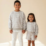 Kid's Grey Quilt Crewneck Sweater - Sweet Sweet Honey Hawaii