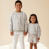 Kid's Grey Quilt Crewneck Sweater - Sweet Sweet Honey Hawaii