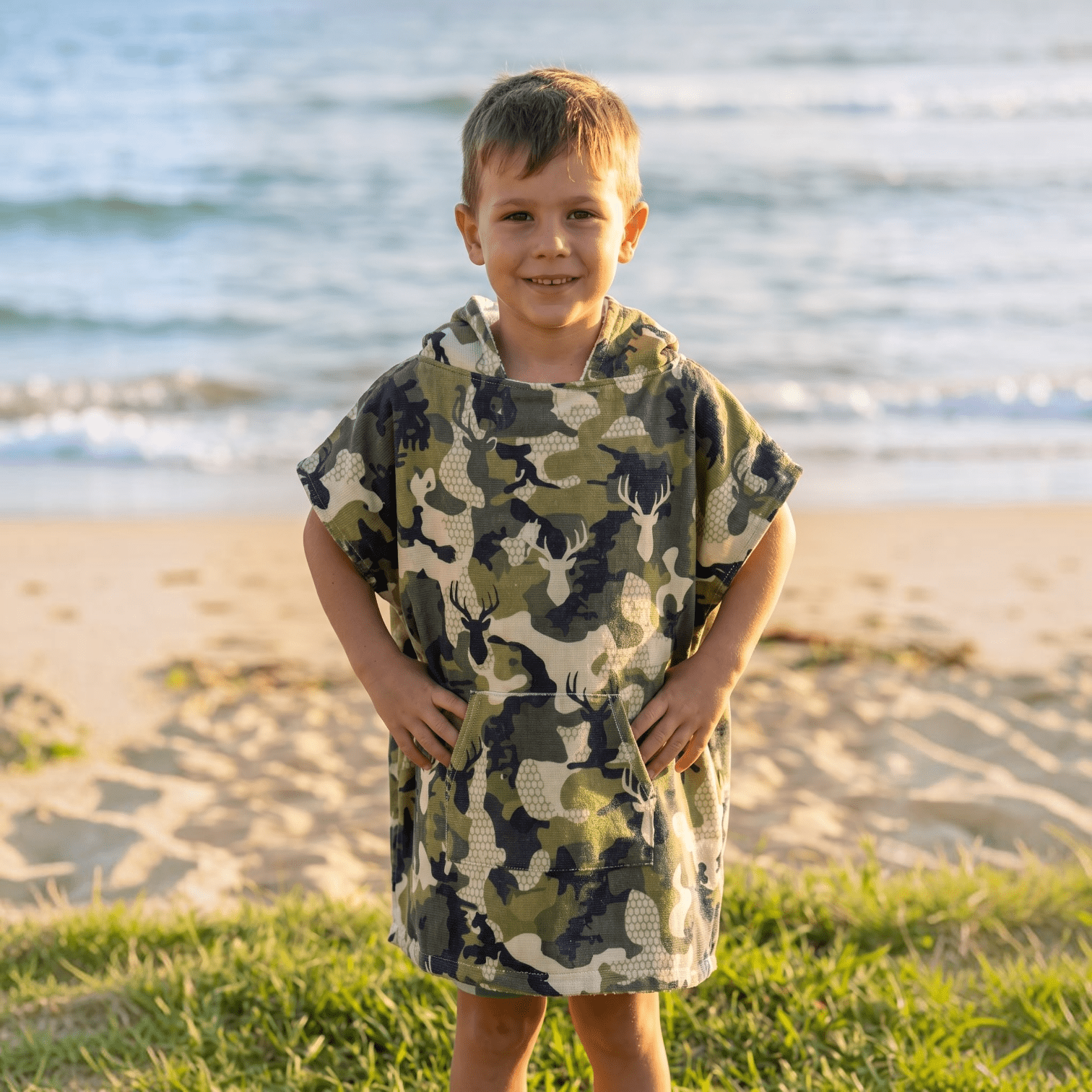 Kid's island Stag camo Hooded Towel - Sweet Sweet Honey Hawaii