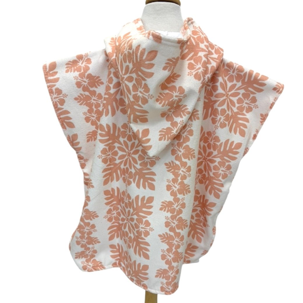 Kid's Peach Quilt Hibiscus Hooded Towel - Sweet Sweet Honey Hawaii