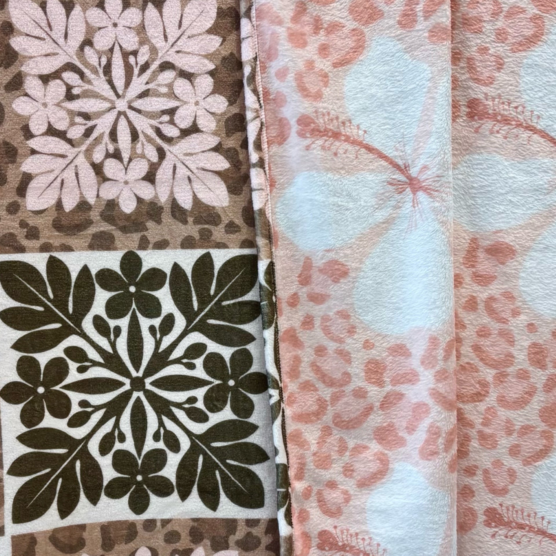 Large: Wild Blossom/Cheetah Hibiscus Minky Blanket - Sweet Sweet Honey Hawaii
