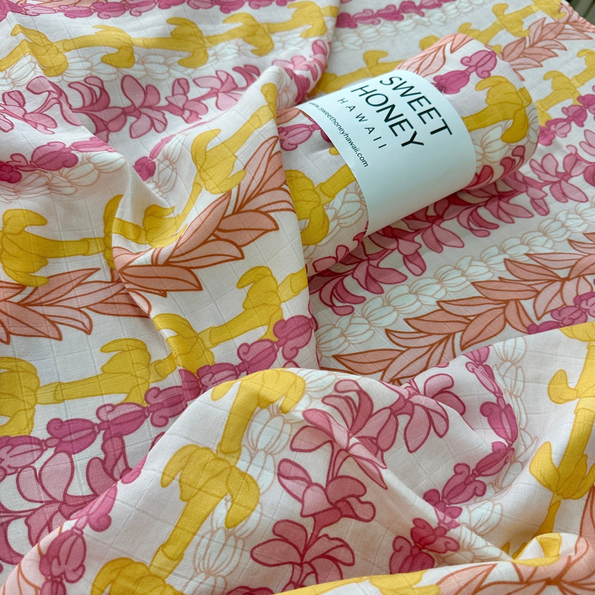 Lei Aloha Swaddle Blanket - Sweet Sweet Honey Hawaii