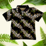 Lei Hiwa Black Collared Shirt - Sweet Sweet Honey Hawaii