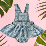Light Blue Quilt Denim Ruffled Onesie - Sweet Sweet Honey Hawaii