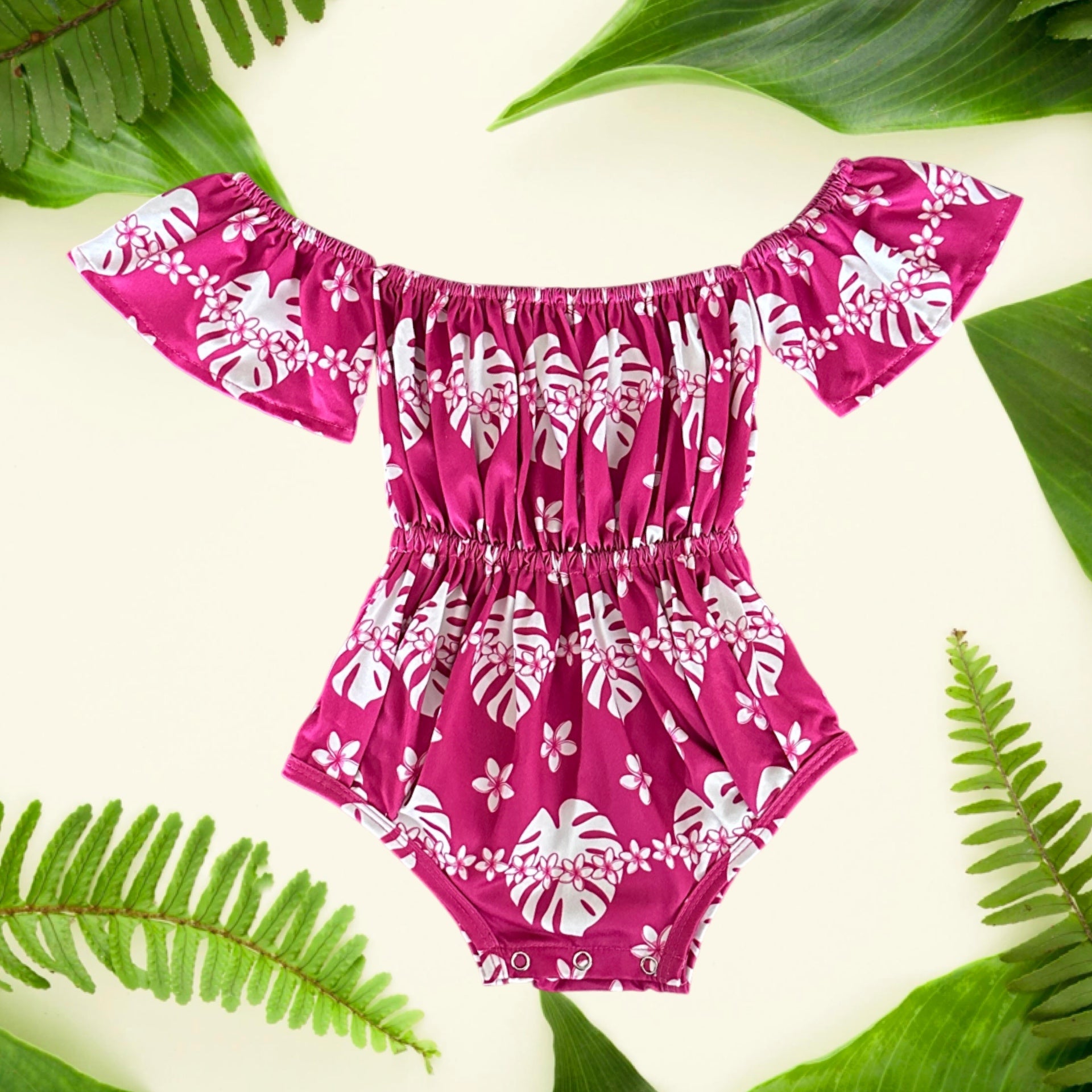 Magenta Kanani Off the Shoulder Onesie - Sweet Sweet Honey Hawaii