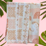 Medium: Rainbow Monstera /Quilt Hibiscus Minky Blanket - Sweet Sweet Honey Hawaii