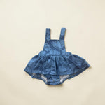 Midnight Blue Hibiscus Denim Ruffled Onesie - Sweet Sweet Honey Hawaii