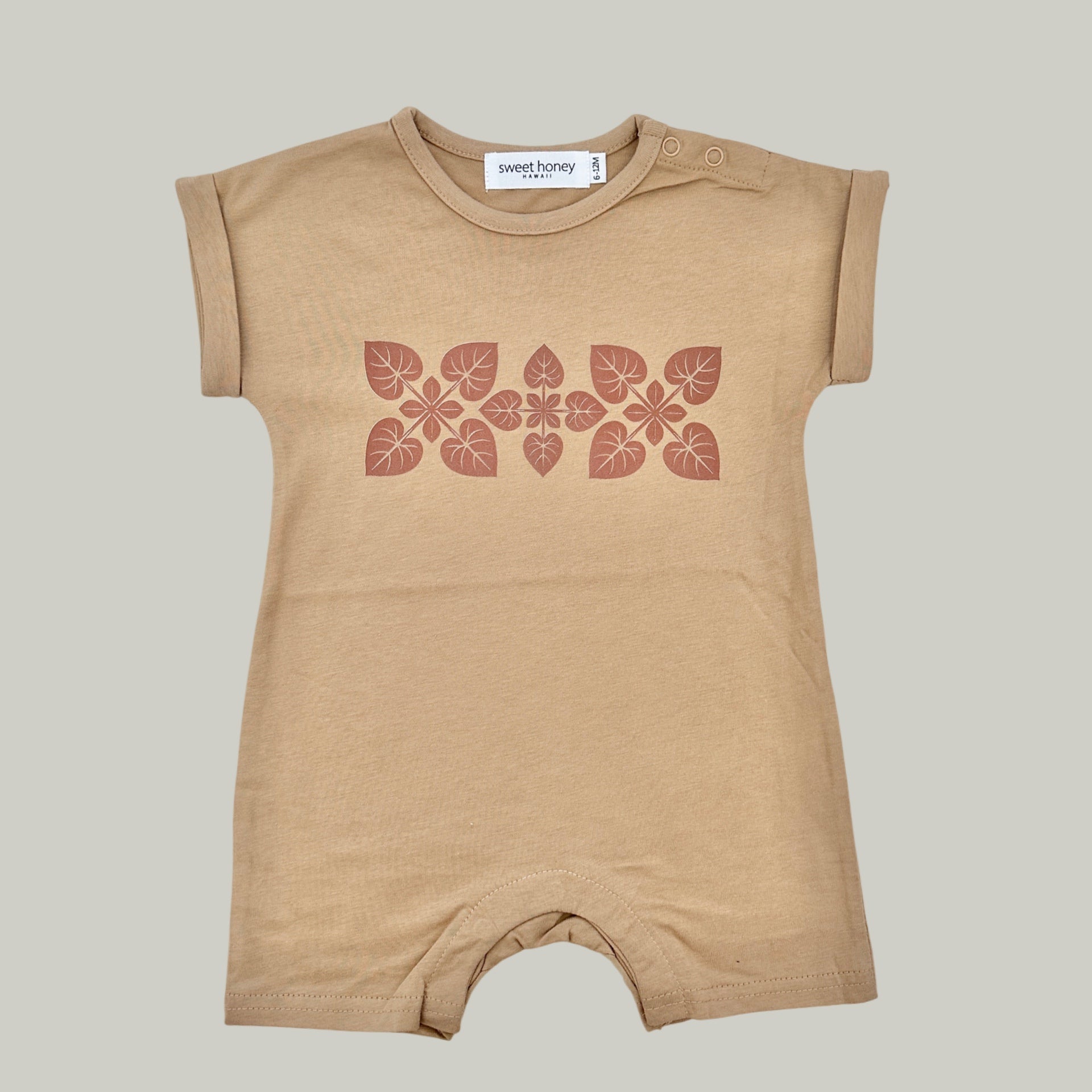 Monstera Quilt Jumpsuit (Tan) - Sweet Sweet Honey Hawaii