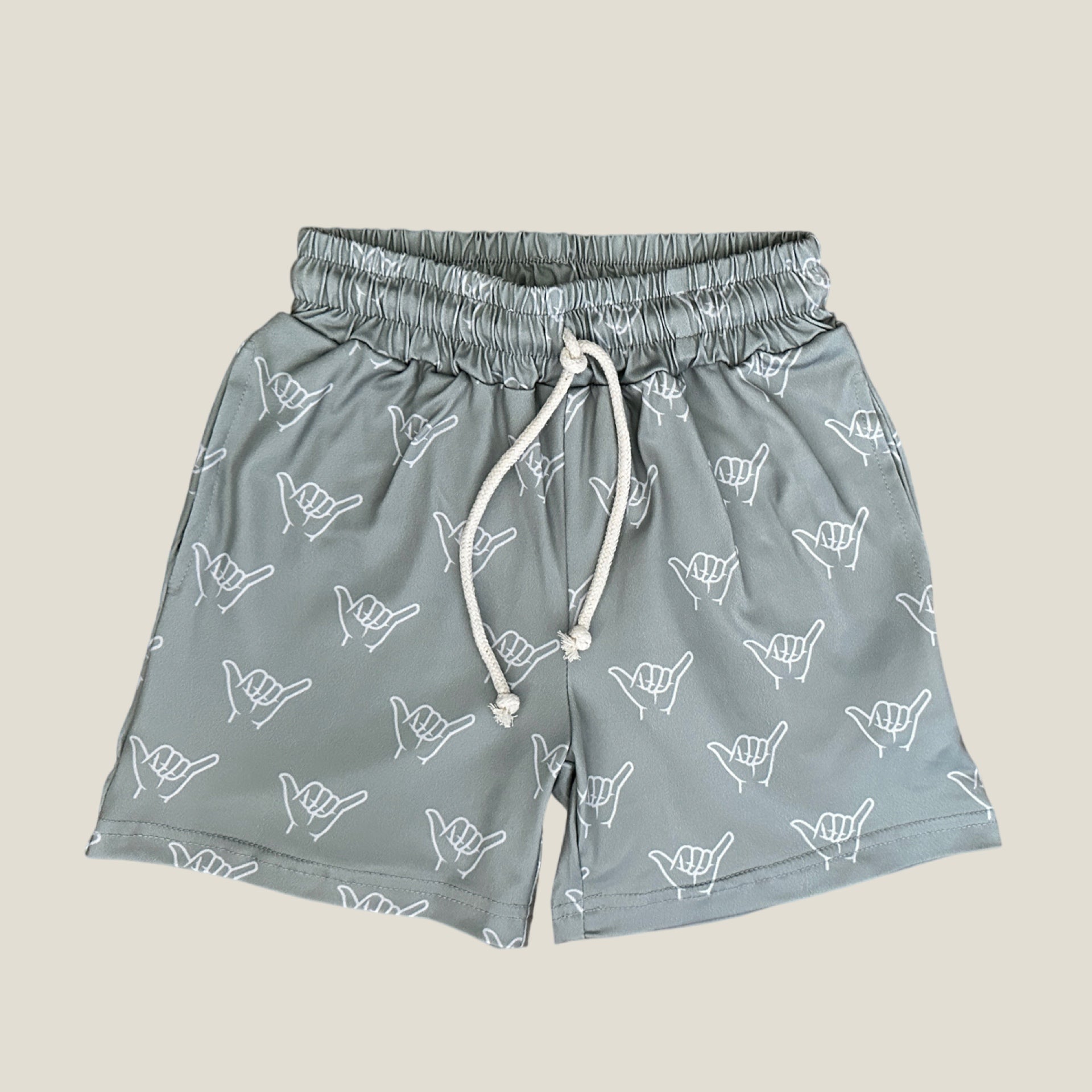 Olive Green shaka Boy's Shorts - Sweet Sweet Honey Hawaii