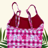 Pua lei Magenta Gingham One Piece scrunch Ribbed Bikini