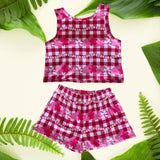 Pua Lei Magenta Gingham Aiko set