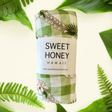 Plumeria Gingham Green Bamboo Swaddle Blanket