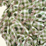Plumeria Gingham Green Bamboo Swaddle Blanket
