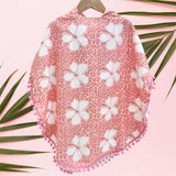 Cheetah hibiscus Pom Pom Hooded Towel