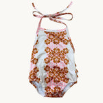 Palaka Quilt Ruffle Halter Romper - Sweet Sweet Honey Hawaii