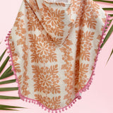 Peach Hibiscus Quilt Pom Pom Hooded Towel - Sweet Sweet Honey Hawaii