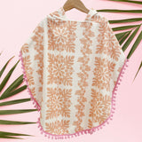 Peach Hibiscus Quilt Pom Pom Hooded Towel - Sweet Sweet Honey Hawaii