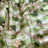 Plumeria Gingham Green Bamboo Swaddle Blanket - Sweet Sweet Honey Hawaii
