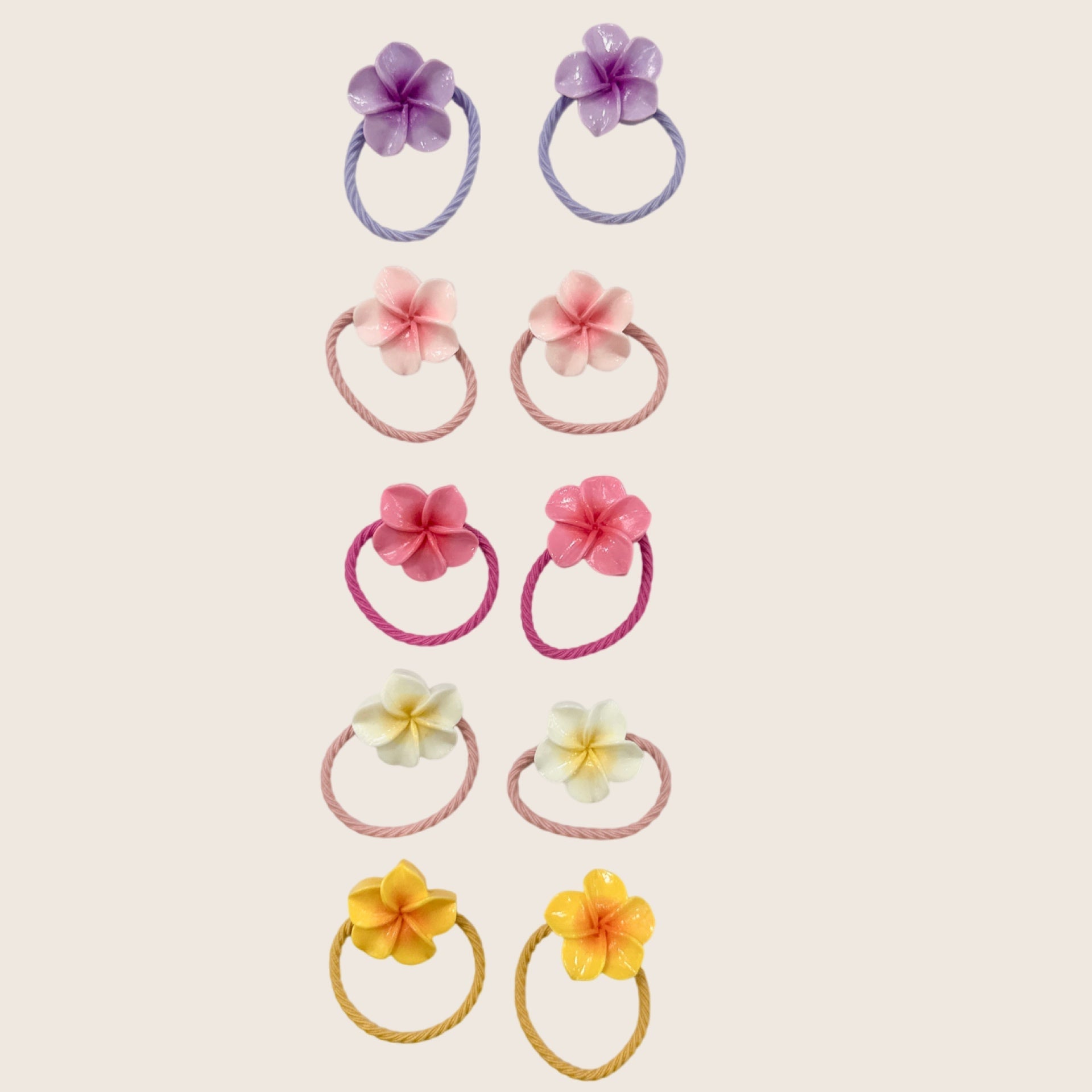 Plumeria Mini Hair Tie Set - Sweet Sweet Honey Hawaii