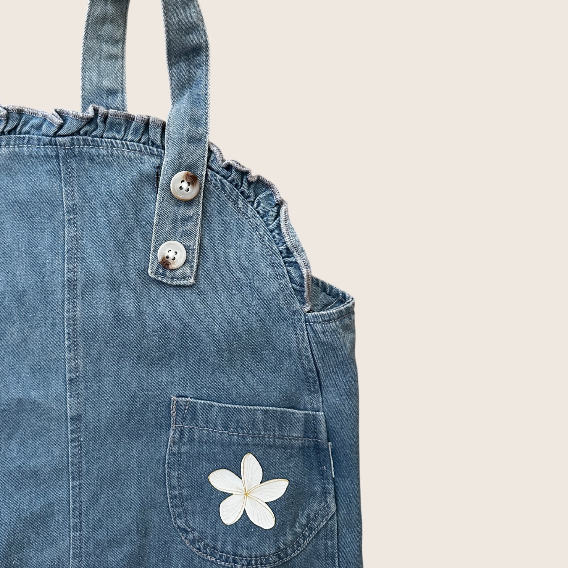 Plumeria Pocket Denim Dress - Sweet Sweet Honey Hawaii