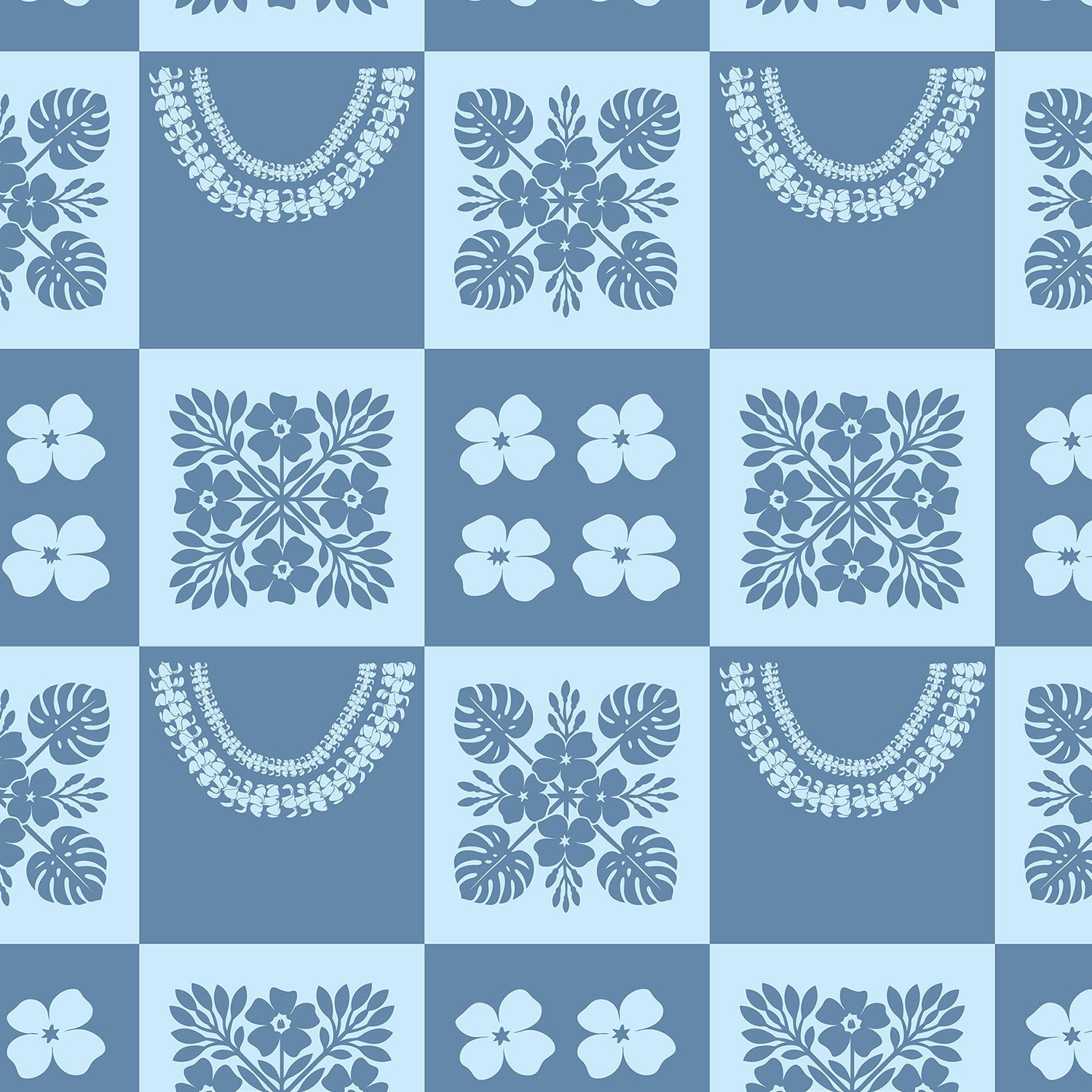 PRE - ORDER: Large: Baby Blue Ho'opili / Ilima Quilt - Sweet Sweet Honey Hawaii