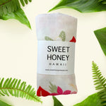 Pua Lei Bamboo Swaddle Blanket - Sweet Sweet Honey Hawaii