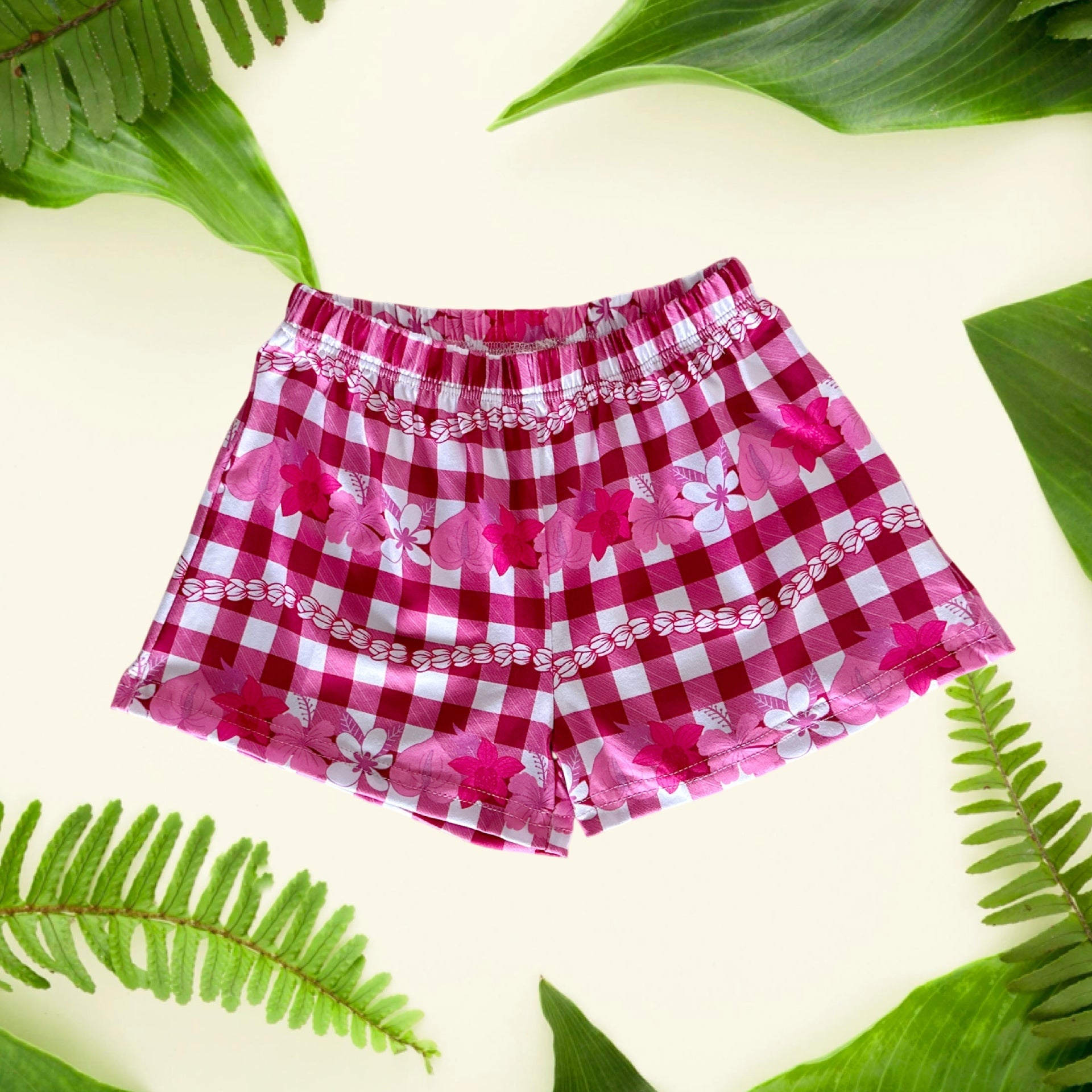 Pua Lei Magenta Gingham Aiko set - Sweet Sweet Honey Hawaii