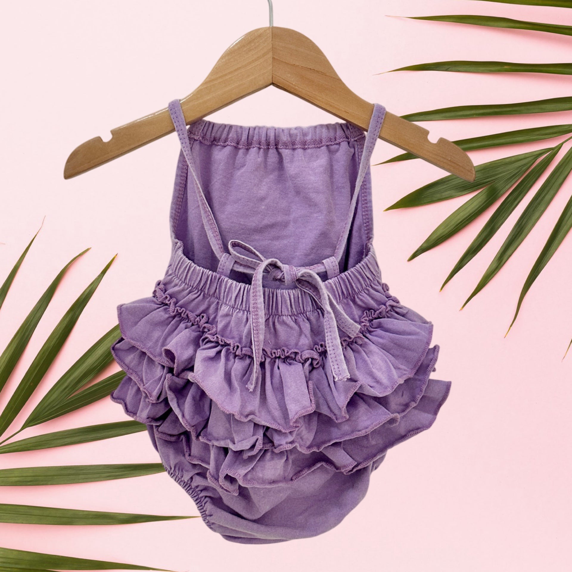 Purple Stardust and Aloha Ruffle Halter Romper - Sweet Sweet Honey Hawaii