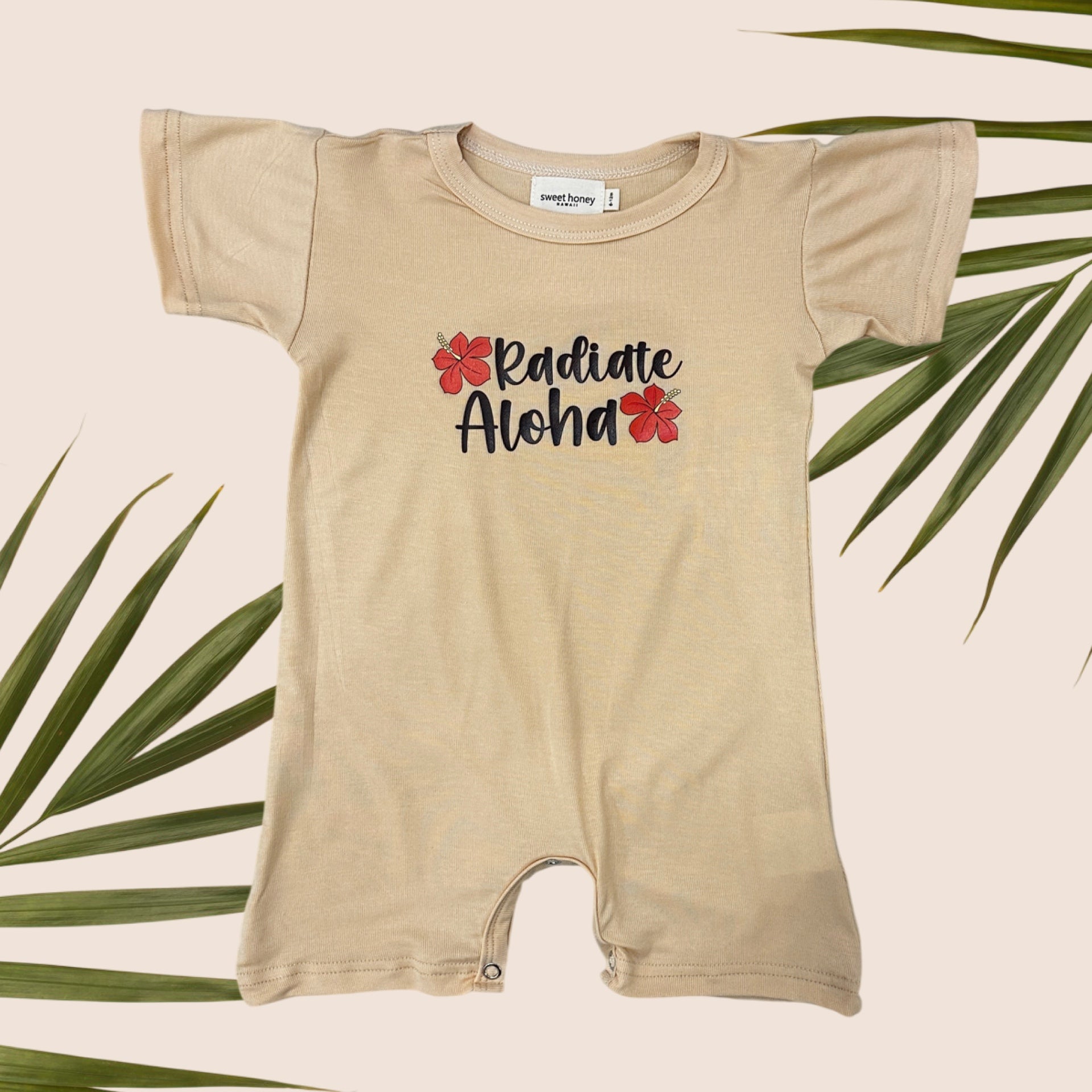Radiate Aloha Cream Tee jumpsuit - Sweet Sweet Honey Hawaii