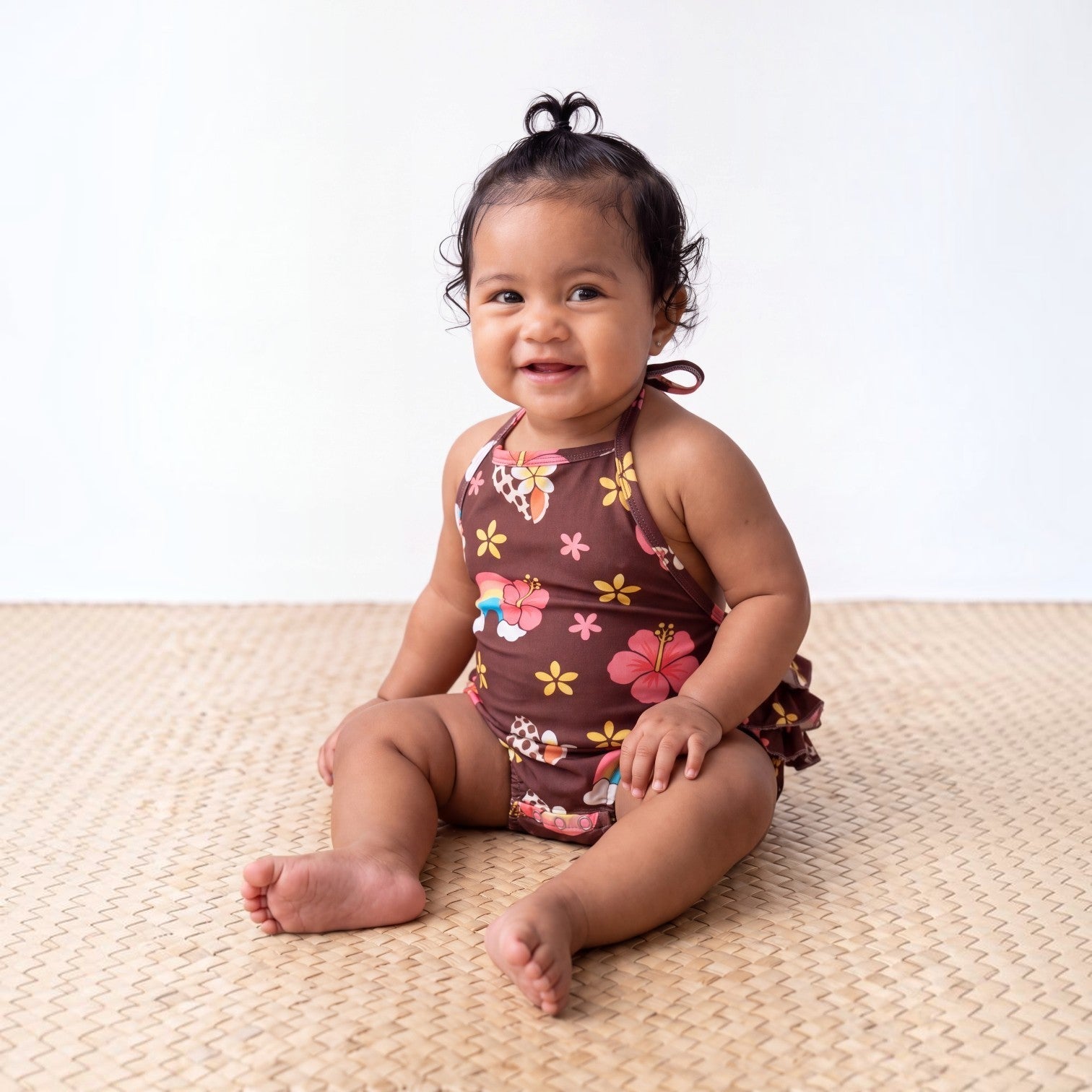 Rainbow and Seashells Ruffle Halter Romper - Sweet Sweet Honey Hawaii