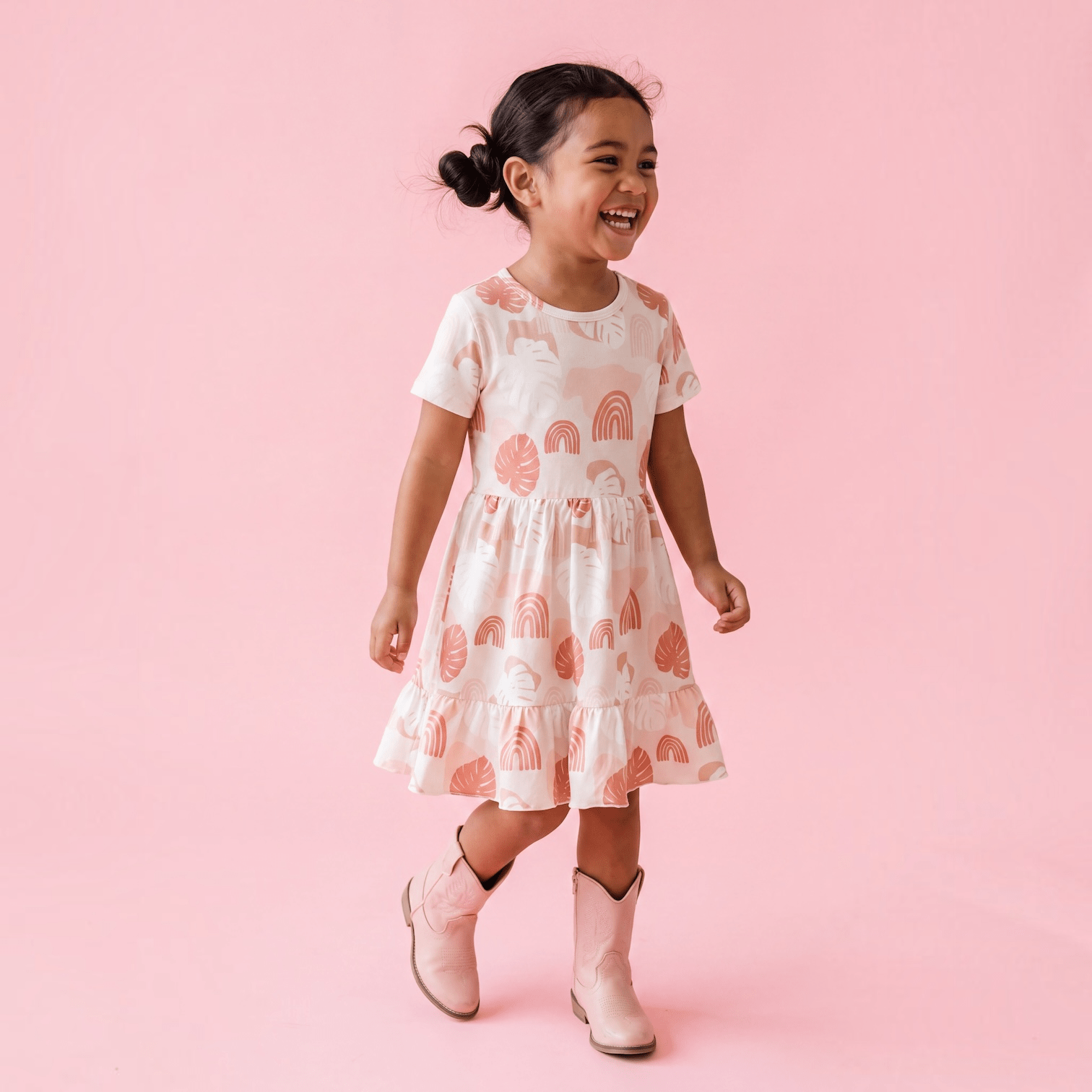 Rainbow Monstera Tee Dress - Sweet Sweet Honey Hawaii