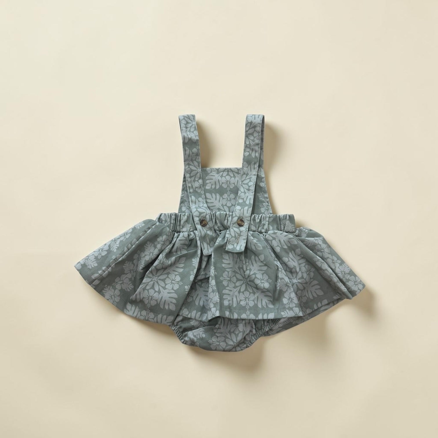 Sage Green Denim Quilt Ruffled Onesie - Sweet Sweet Honey Hawaii