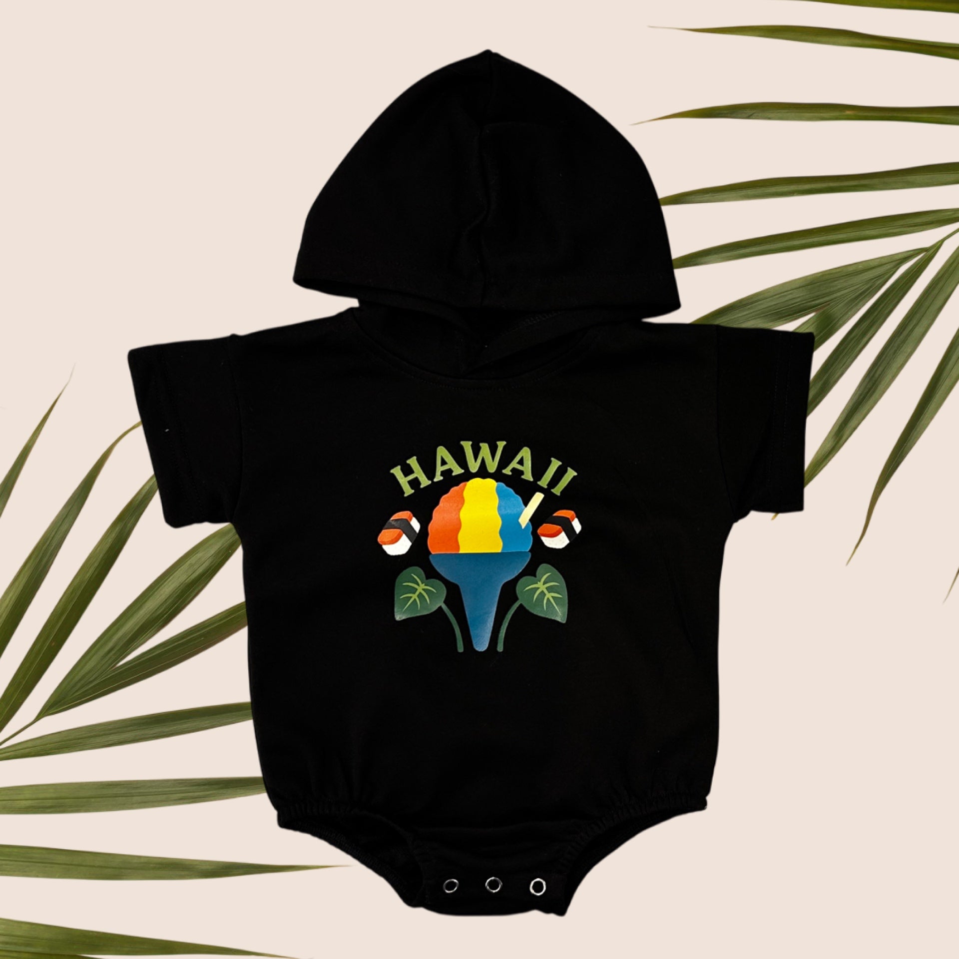 Shave ice black hooded onesie - Sweet Sweet Honey Hawaii