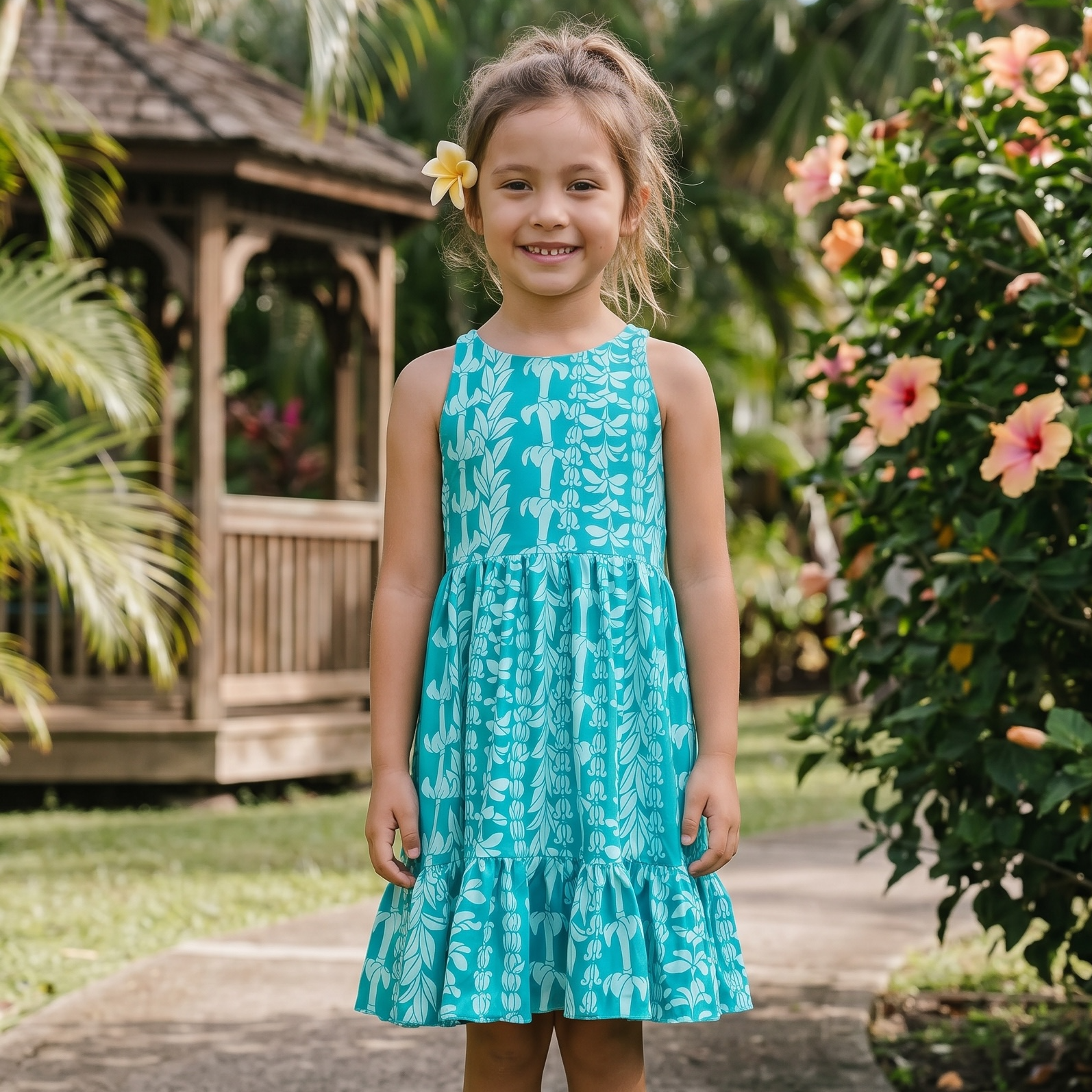 Teal Lei Brooklyn Dress - Sweet Sweet Honey Hawaii
