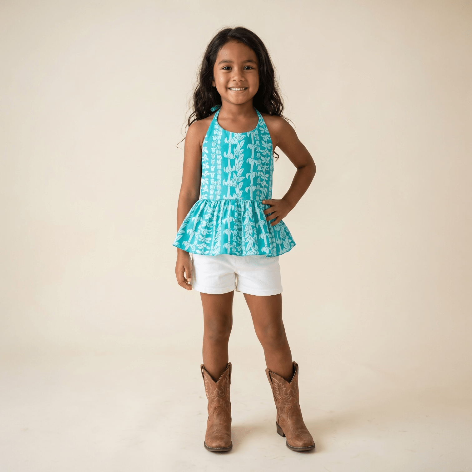 Teal Lei Halter Top - Sweet Sweet Honey Hawaii