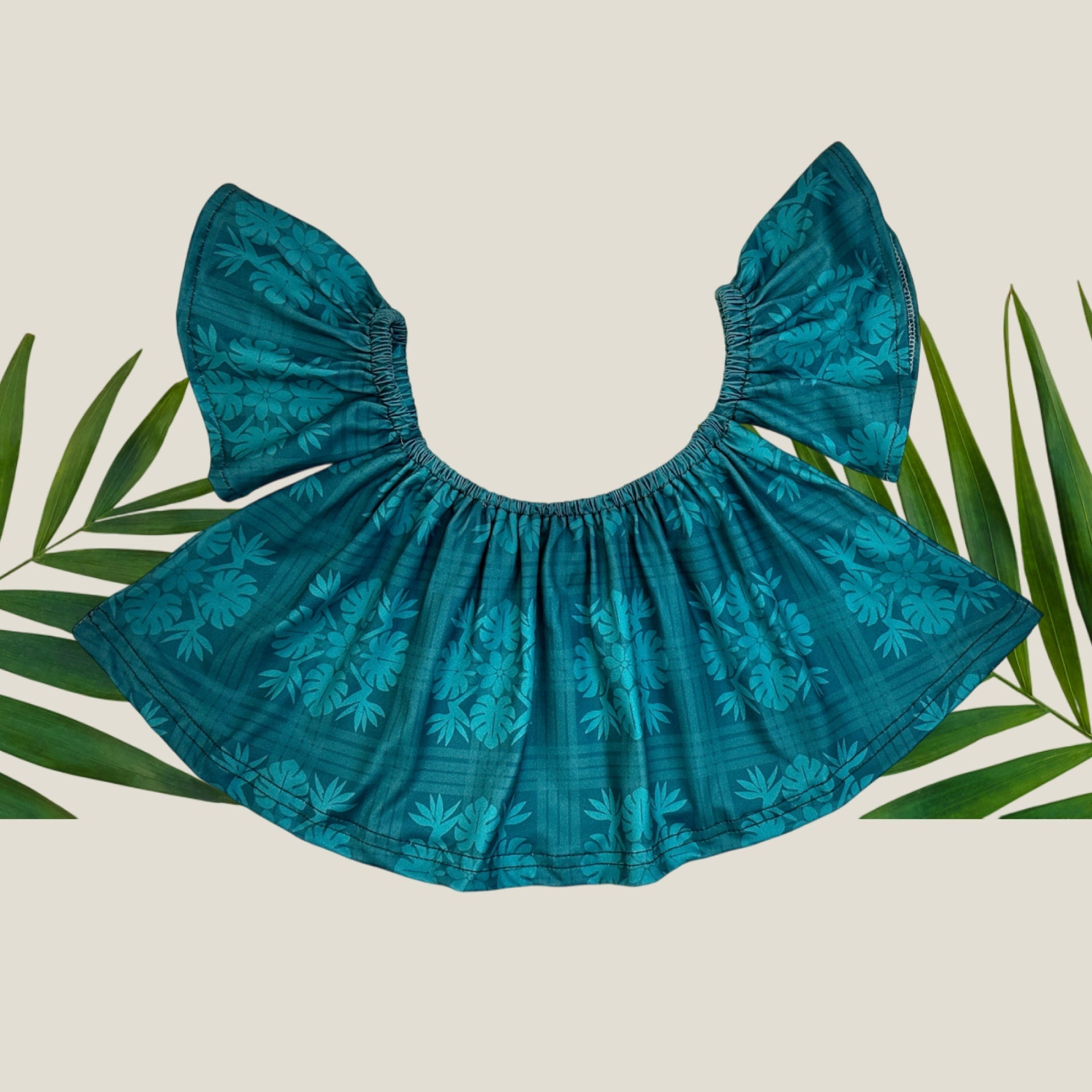 Teal Tropical Palaka Baby Doll Top - Sweet Sweet Honey Hawaii
