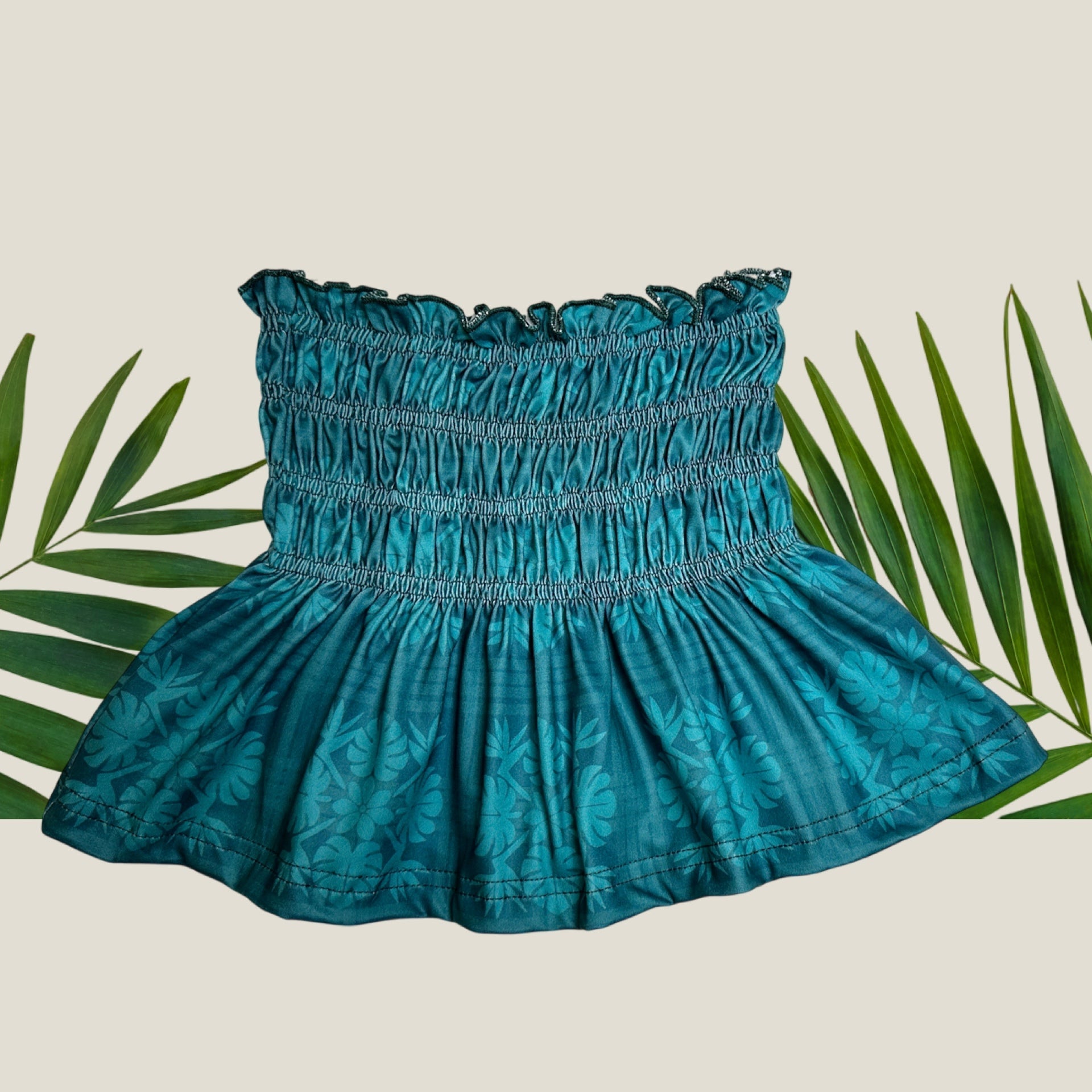 Teal Tropical Palaka Ka'a Tube Top - Sweet Sweet Honey Hawaii