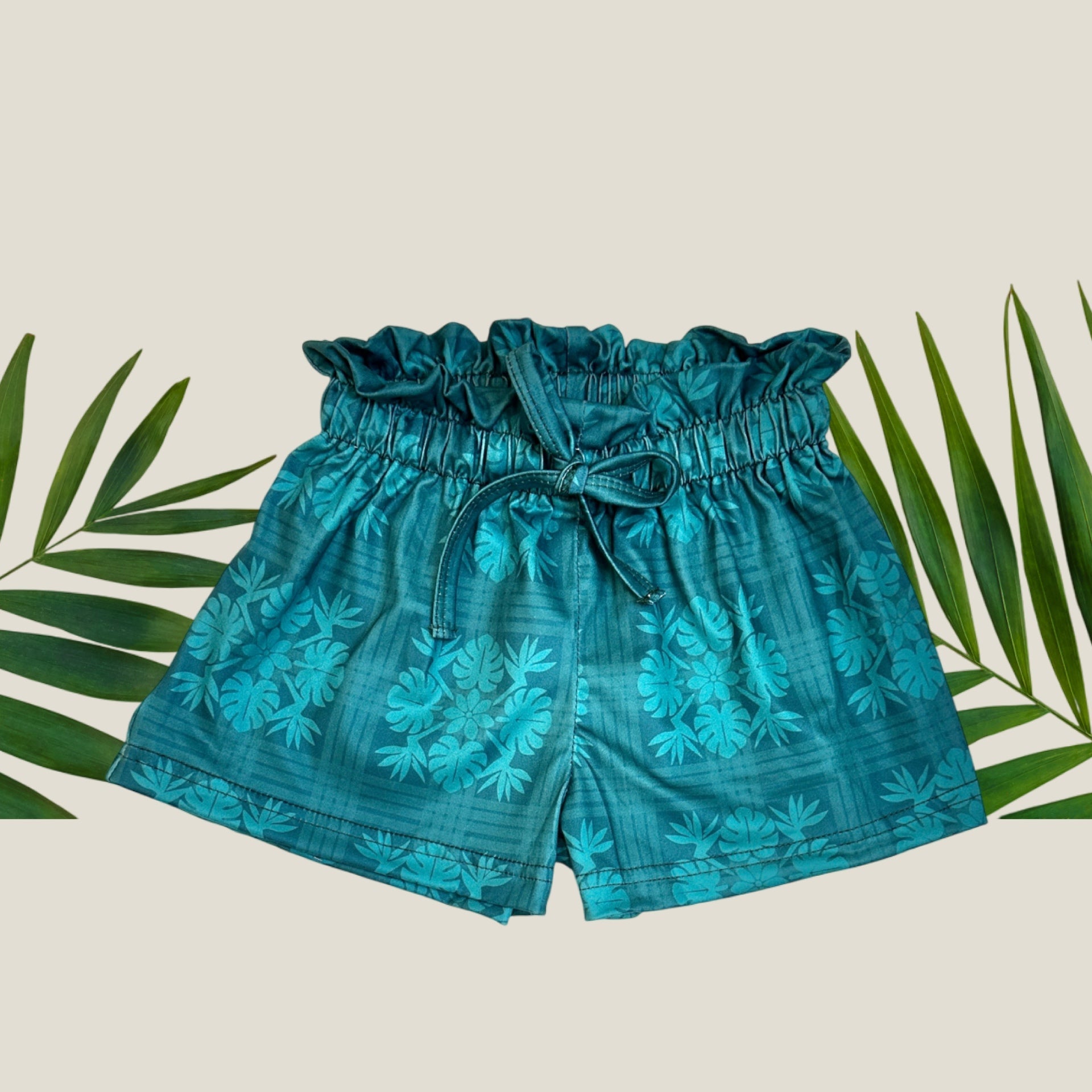 Teal Tropical Palaka Shorts - Sweet Sweet Honey Hawaii