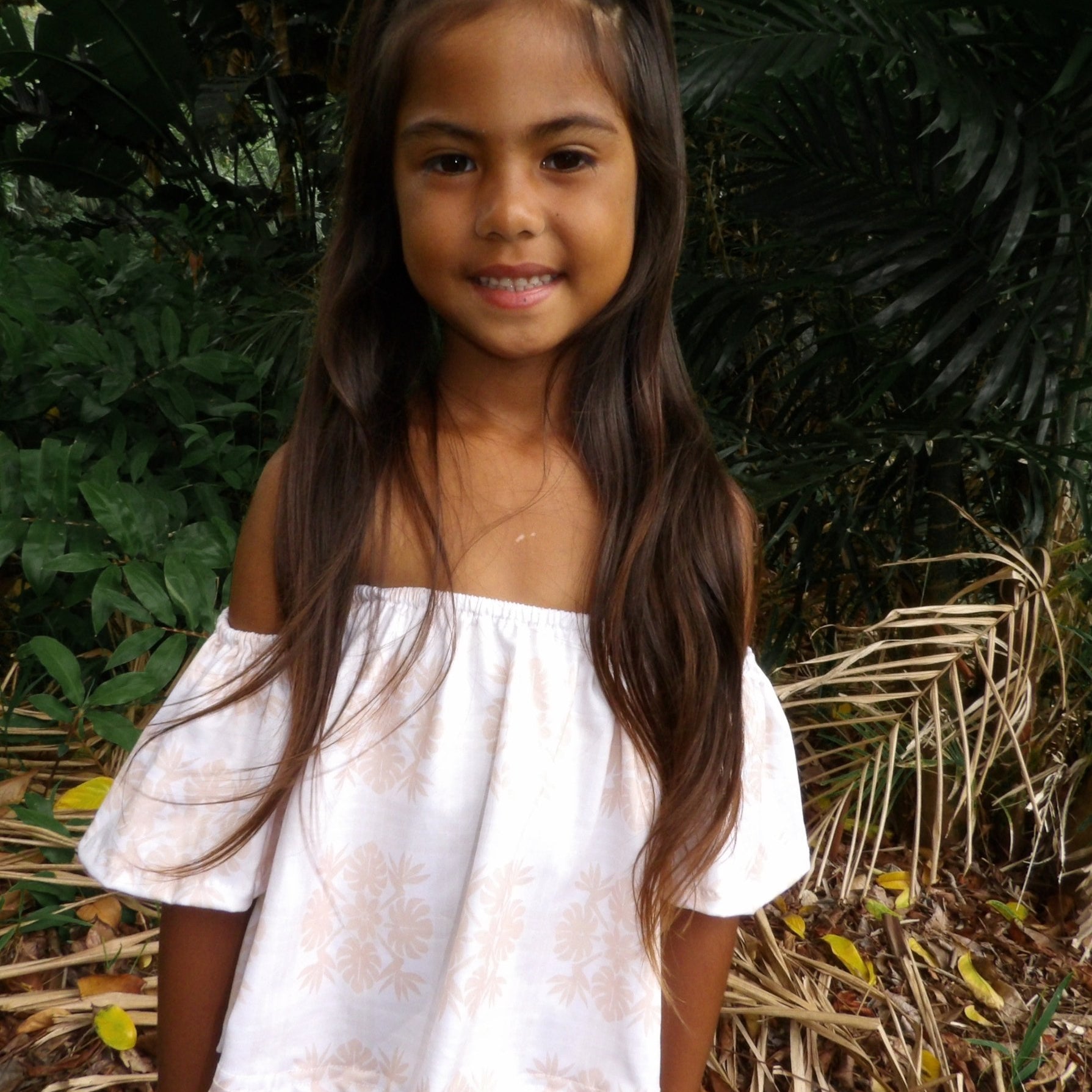 Tropical Cream Palaka Baby Doll Top - Sweet Sweet Honey Hawaii