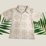 Tropical Cream Palaka Men's collared Shirt - Sweet Sweet Honey Hawaii
