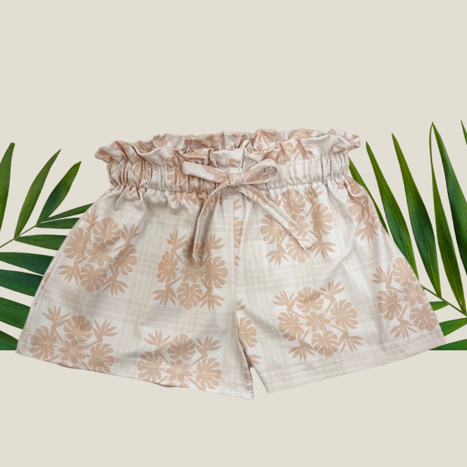 Tropical Cream Palaka Shorts - Sweet Sweet Honey Hawaii