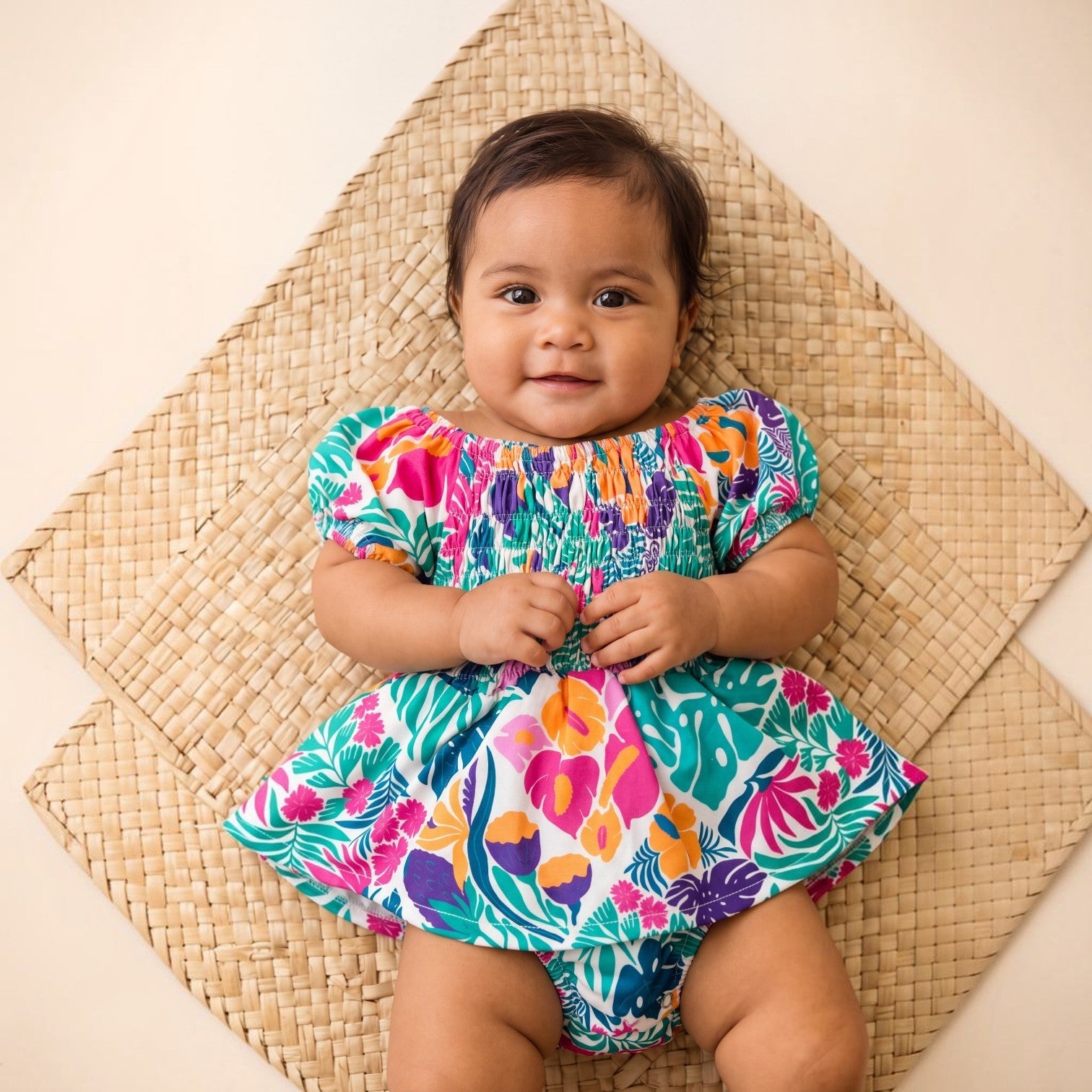 Tropical Muse Sleeved Melody Romper - Sweet Sweet Honey Hawaii