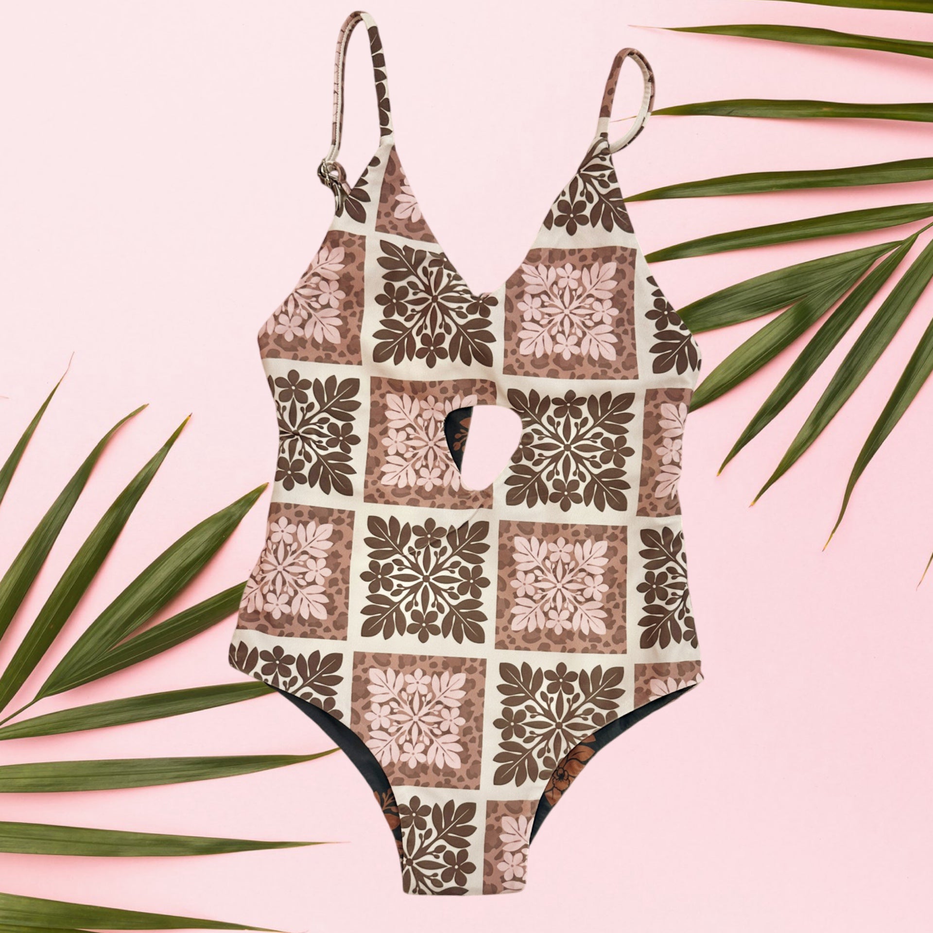 Wild Blossom/Midnight Heirloom Peek - a - Boo reversible Swimsuit - Sweet Sweet Honey Hawaii