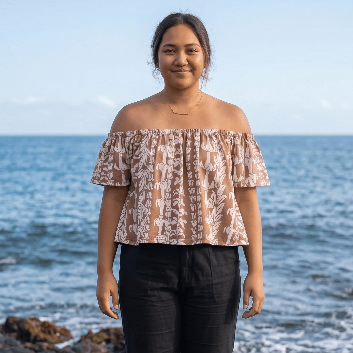 Women's Brown Lei Baby Doll Top - Sweet Sweet Honey Hawaii