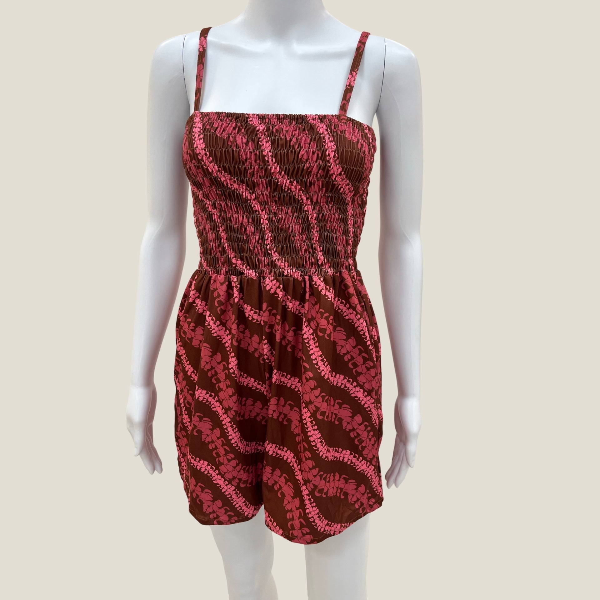 Women's Brown Lei Puakenikeni Kaia Romper - Sweet Sweet Honey Hawaii